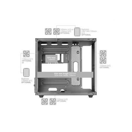 Caja ordenador mars gaming mcfusionm matx cristal templado negro