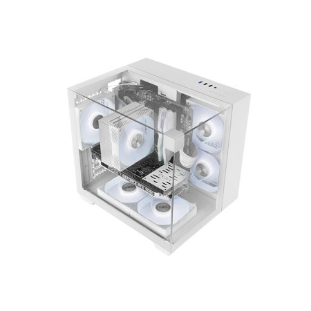 Caja ordenador mars gaming mcvisionmw matx cristal templado blanca