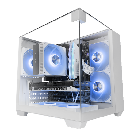Caja ordenador mars gaming mcvisionmw matx cristal templado blanca