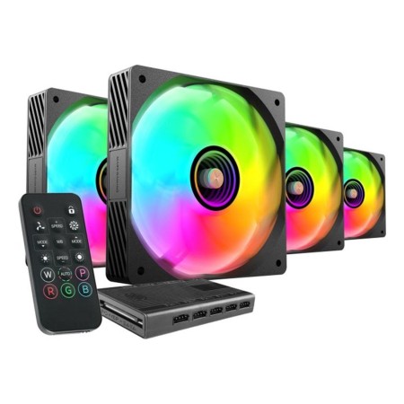 Pack 4 Ventiladores Mars Gaming MF-SI4KIT/ 12cm + HUB + Mando a Distancia/ ARGB
