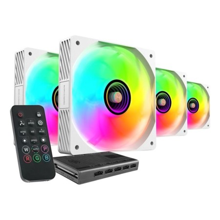Pack 4 Ventiladores Mars Gaming MF-SI4KIT/ 12cm + HUB + Mando a Distancia/ ARGB/ Blancos