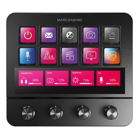 Stream Deck Mars Gaming MSD-PRO/ 10 Teclas LCD + 4 Diales Personalizables/ Negro