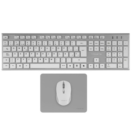 Teclado + raton gaming tacens zenith low profile inalambrico blanco