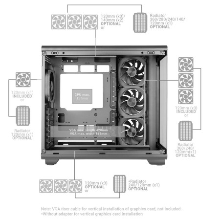 Caja ordenador mars gaming mc - revpro atx argb lcd 4.3 pulgadas cristal templado negra