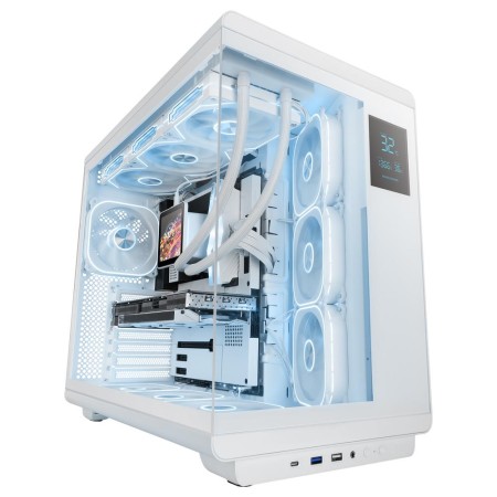 Caja ordenador mars gaming mc - revpro atx argb lcd 4.3 pulgadas cristal templado blanca