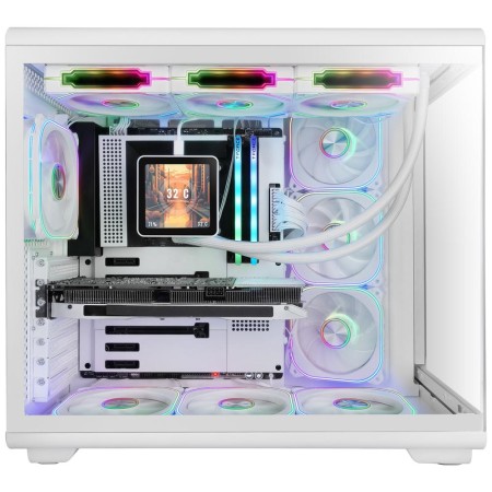 Caja ordenador mars gaming mc - revpro atx argb lcd 4.3 pulgadas cristal templado blanca