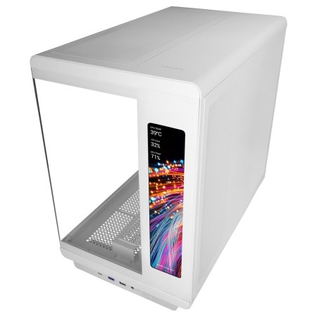Caja ordenador mars gaming mc - revmaxw atx argb lcd 11.8 pulgadas cristal templado blanca