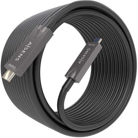 Cable USB 3.1 Tipo-C Aisens AOC A157-0883/ USB Tipo-C Macho - USB Tipo-C Macho/ Hasta 60W/ 10Gbps/ 15m/ Negro