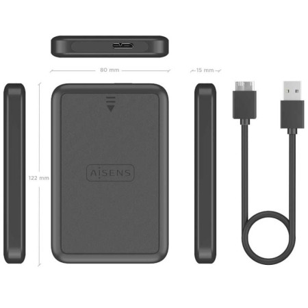 Caja Externa para Disco Duro de 2.5″ Aisens ASE-2519B/ USB 3.1/ Sin Tornillos