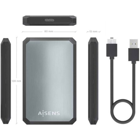Caja Externa para Disco Duro de 2.5″ Aisens ASE-2529B/ USB 3.1/ Sin tornillos