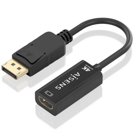 Conversor Aisens A125-0905/ DisplayPort Macho - HDMI Hembra/ 15cm/ Negro