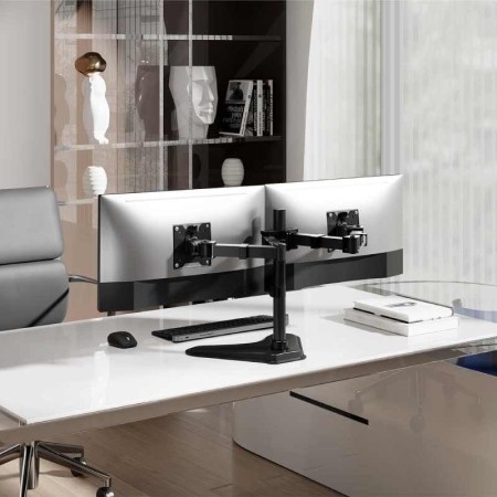 Soporte de Sobremesa para 2 Monitores Aisens DT35TSR-361/ Giratorio/ Inclinable/ hasta 20kg
