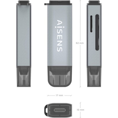 Lector de Tarjetas Externo Aisens ASCR-2C10-GR/ USB 3.1