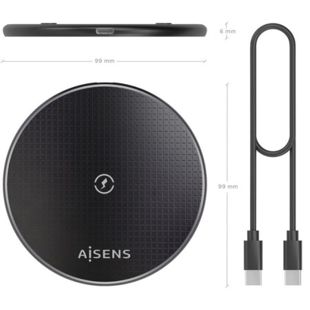 Base de carga Inalámbrica Aisens ASCH-15W1WC058-BK 15W/ Negro