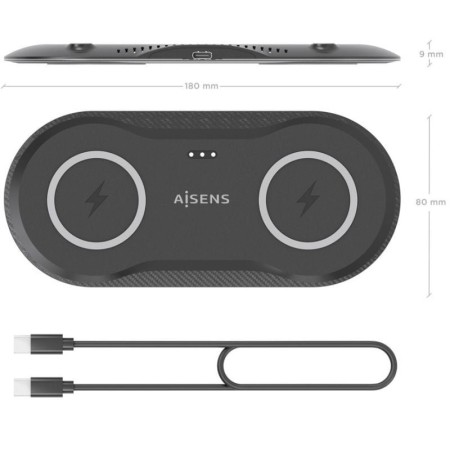 Base de carga Inalámbrica Aisens ASCH-15W2WC060-BK/ 15W/ Negro