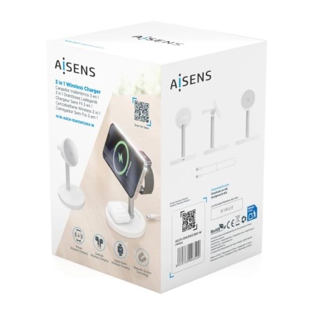 Base de carga Inalámbrica Aisens ASCH-15W3WC065-W/ 15W/ Blanco