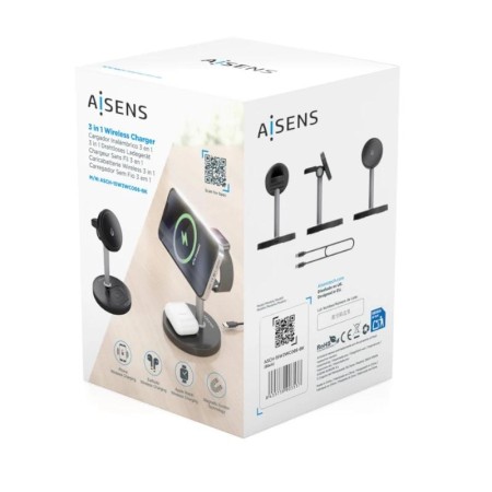 Base de carga Inalámbrica Aisens ASCH-15W3WC066-BK/ 15W/ Negro