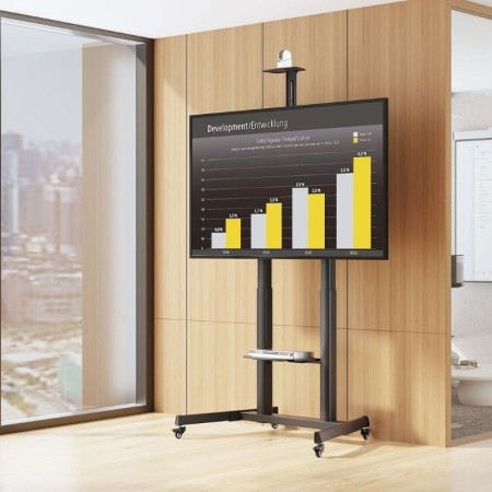 Soporte de Suelo Inclinable con Ruedas y Manivela Aisens FT100TE-403 para TV 60-100″/ hasta 100kg
