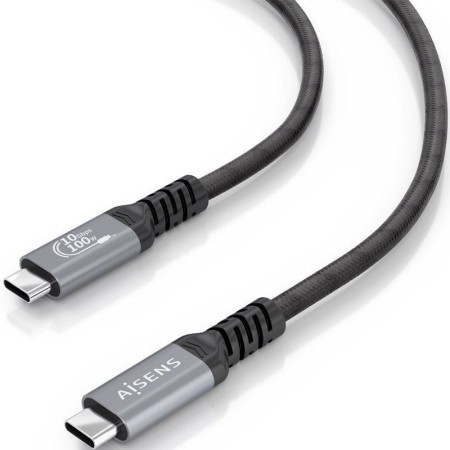 Cable USB 3.2 Tipo-C Aisens A107-0989/ USB Tipo-C Macho - USB Tipo-C Macho/ Hasta 100W/ 10Gbps/ 4m/ Negro
