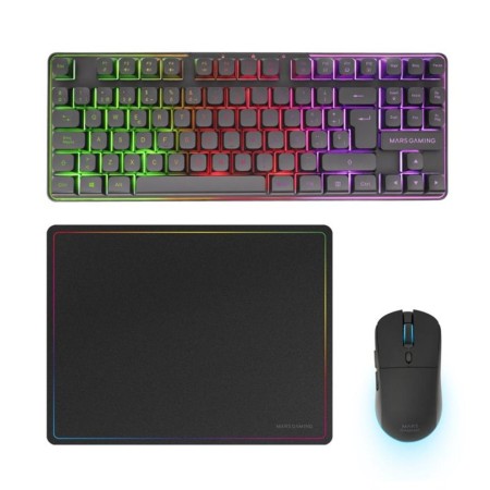 Teclado  raton mars gaming mcpwtkles inalambrico negro  alfombrilla