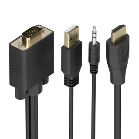 Cable Conversor Aisens A122-1013 SVGA Macho - USB Macho - Jack Macho/ HDMI Macho/ 1m/ Negro