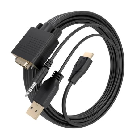 Cable Conversor Aisens A122-1014 SVGA Macho - USB Macho - Jack Macho/ HDMI Macho/ 1.5m/ Negro