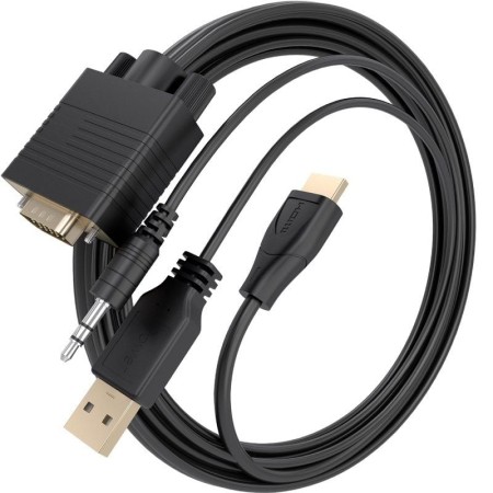Cable Conversor Aisens A122-1015 SVGA Macho - USB Macho - Jack Macho/ HDMI Macho/ 2m/ Negro