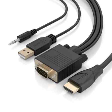 Cable Conversor Aisens A122-1015 SVGA Macho - USB Macho - Jack Macho/ HDMI Macho/ 2m/ Negro