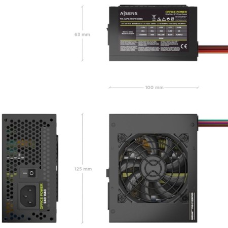 Fuente de Alimentación SFX Aisens ASPC-500SFX-SEOBK/ 500W/ Ventilador 8cm
