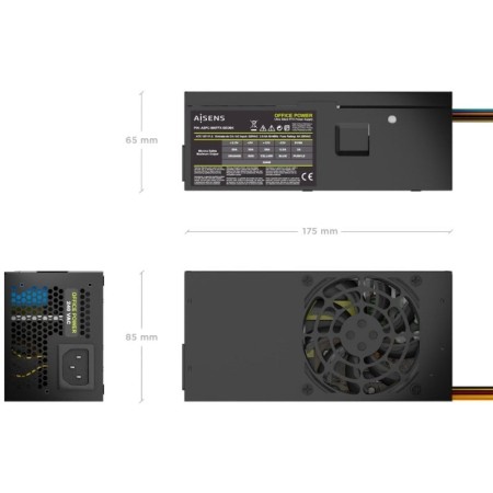 Fuente de Alimentación TFX Aisens ASPC-500TFX-SEOBK/ 500W/ Ventilador 8cm