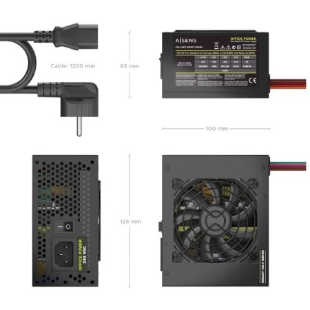 Fuente de Alimentación SFX Aisens ASPC-500SFX-PSEBK/ 500W/ Ventilador 8cm