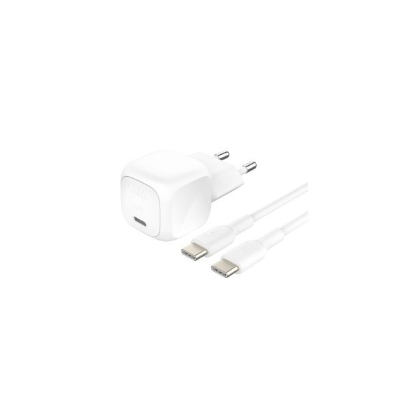 Cargador de pared belkin wca009kq1mwh - b6 20w 1x usb tipo c blanco  cable usb tipo c
