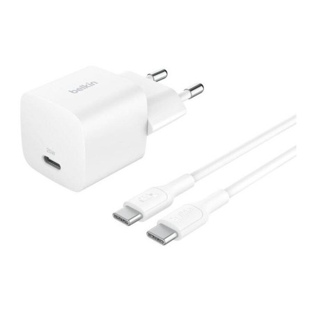 Cargador de pared belkin wca012kq1mwh - b6 25w 1x usb tipo c blanco  cable usb tipo c