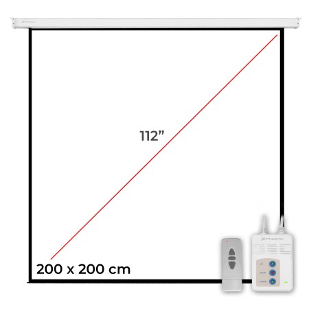 Pantalla electrica videoproyector pared y techo phoenix 112´´ ratio 1:1 - 4:3 - 16:9 2m x 2 m posicion ajustable - carcasa blanc