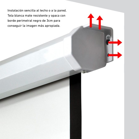 Pantalla manual videoproyector pared y techo phoenix 169´´ ratio: 1:1 - 4:3 - 16:9 - 3m x 3m posicion ajustable - carcasa blanca