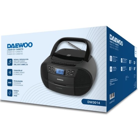Radio CD Daewoo DW3014/ 4W/ a Pilas/ con Cable/ Negro