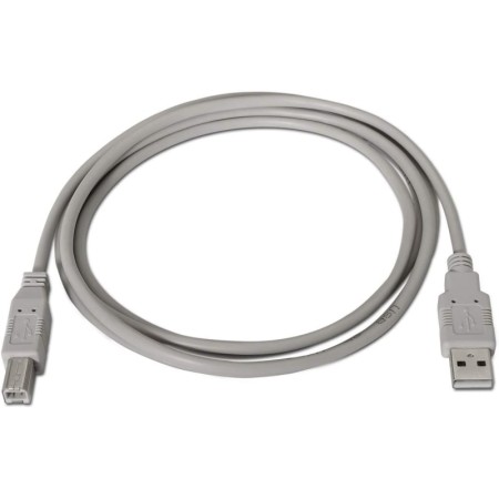 Cable USB 2.0 Impresora Aisens A101-0003/ USB Tipo-B Macho - USB Macho/ 3m/ Beige