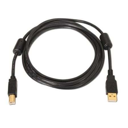 Cable USB 2.0 Impresora Aisens A101-0009/ USB Tipo-B Macho - USB Macho/ 2m/ Negro