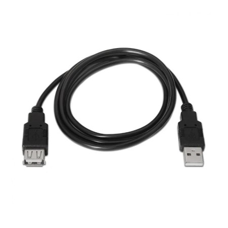 Cable Alargador USB 2.0 Aisens A101-0016/ USB Macho - USB Hembra/ Hasta 2.5W/ 60Mbps/ 1.8m/ Negro