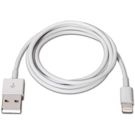 Cable USB 2.0 Lightning Aisens A102-0035/ USB Macho - Lightning Macho/ 1m/ Blanco
