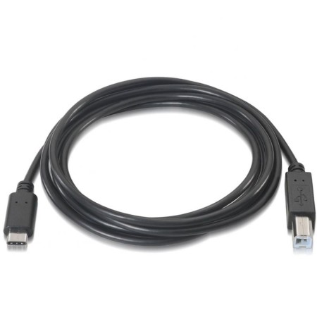 Cable USB 2.0 Impresora Aisens A107-0053/ USB Tipo-C Macho - USB Tipo-B Macho/ 480Mbps/ 1m/ Negro