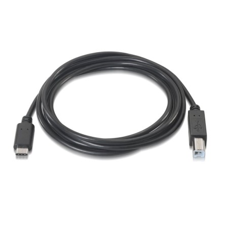 Cable USB 2.0 Impresora Aisens A107-0054/ USB Tipo-C Macho - USB Tipo-B Macho/ 480Mbps/ 2m/ Negro