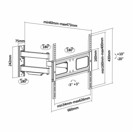 Soporte de Pared Giratorio/ Inclinable/ Nivelable Aisens WT70TSLE-025 para TV de 37-70″/ hasta 50kg