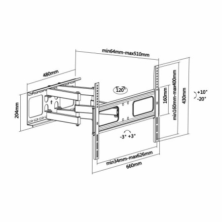 Soporte de Pared Giratorio/ Inclinable/ Nivelable Aisens WT70TSLE-027 para TV de 37-70″/ hasta 50kg