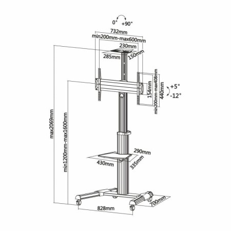 Soporte de Suelo Inclinable con Ruedas Aisens FT70TRE-037 para TV 37-70″/ hasta 50kg