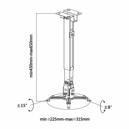 Soporte de Techo/ Pared para Proyector Aisens CWP01TSE-047/ Inclinable/ Extensible/ hasta 20kg