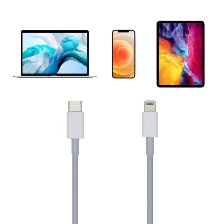 Cable USB Tipo-C 2.0 Lightning Aisens A102-0443/ Lightning Macho - USB Tipo-C Macho/ 480Mbps/ 2m/ Blanco
