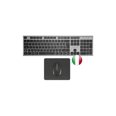 Teclado  raton tacens zenith inalambrico gris italiano  alfombrilla
