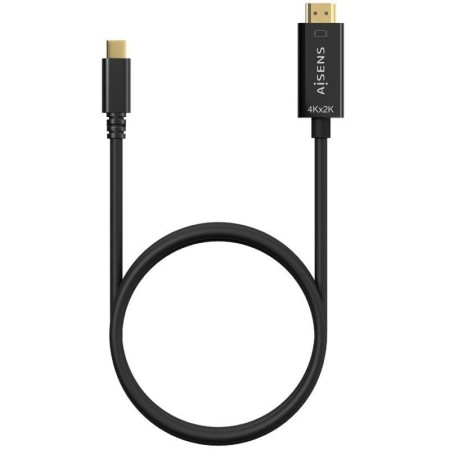 Cable Conversor HDMI 4K Aisens A109-0624/ USB Tipo-C Macho - HDMI Macho/ Hasta 27W/ 1250Mbps/ 1.8m/ Negro