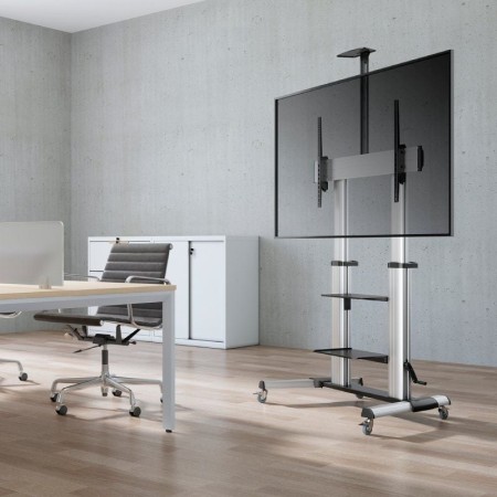 Soporte de Suelo Inclinable con Ruedas y Manivela Aisens FT100TE-125 para TV 60-100″/ hasta 100kg